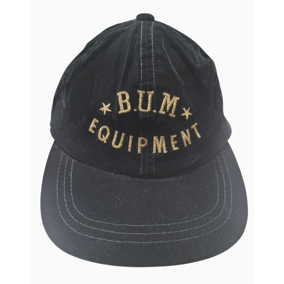 B.U.M. Equipment Black Velvet Cap Nylon/Rayon Embroidered Logo One Size Fits - Picture 1 of 5